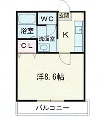 アンボワーズ 1Kの間取図画像