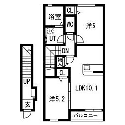 シティハウス花園町 2LDKの間取図画像