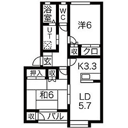 ソレアードルガール 2LDKの間取図画像