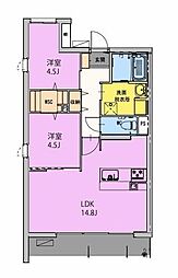 GRAND NINE南宮崎 2LDKの間取図画像