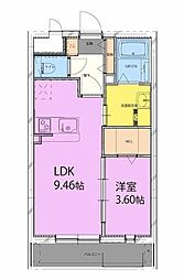 アーベイン松山 1LDKの間取図画像