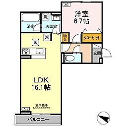 メゾン梅木 1LDKの間取図画像