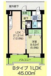 コンフォルテヴォレ春日 1LDKの間取図画像
