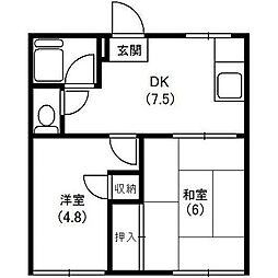 フォーブル松枝 2DKの間取図画像