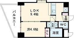 アクシス神水 1LDKの間取図画像