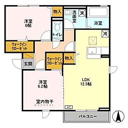 レジデンスクラインバンブス 2LDKの間取図画像
