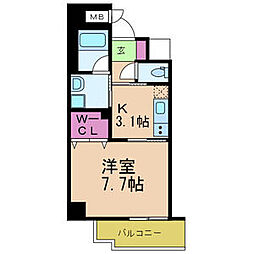 フォーゼ安堂寺 1Kの間取図画像