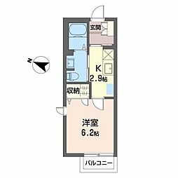 シャーメゾン07 1Kの間取図画像