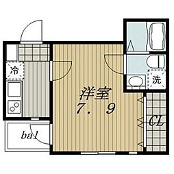 PrimeII 2階1Kの間取り