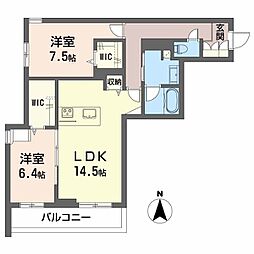 Crestieq大岩本町 2LDKの間取図画像