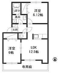 ル・ボア平喜B 2LDKの間取図画像