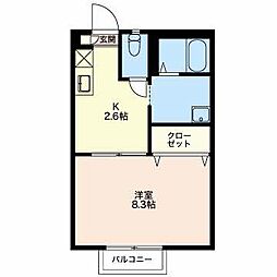 サウスウェーブ12番館 1Kの間取図画像