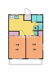 シティハイム 2DKの間取図画像