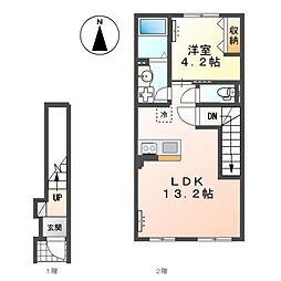 仮)富久山福原町裏新築アパート 1LDKの間取図画像