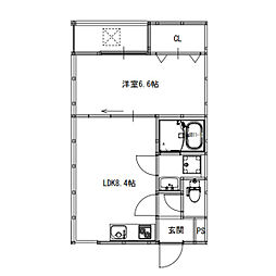 摂津市正雀3丁目アパート 1LDKの間取図画像