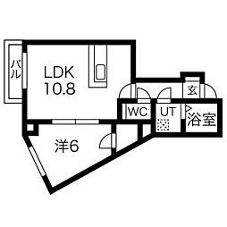 FLAPONE高宮 1LDKの間取図画像