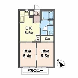 シャーメゾンななえPart1 2DKの間取図画像