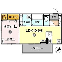 D-ROOM パレットハウス 1LDKの間取図画像