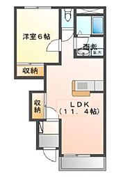 フリーダム新白河 1LDKの間取図画像