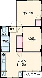 ポニーコーポラス 2LDKの間取図画像