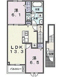 ノイエ ハイマート 2LDKの間取図画像