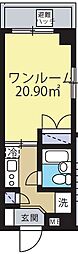 ハナブサマンション ワンルームの間取図画像