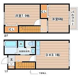 メゾンハッチ 2DKの間取図画像