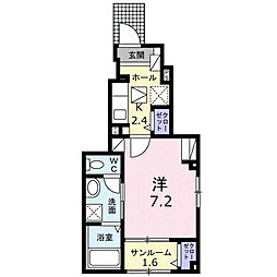 新発田市緑町1丁目アパート 1Kの間取図画像