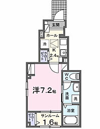 新発田市緑町1丁目アパート 1Kの間取図画像