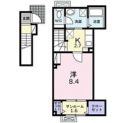新発田市緑町1丁目アパート 1Kの間取図画像
