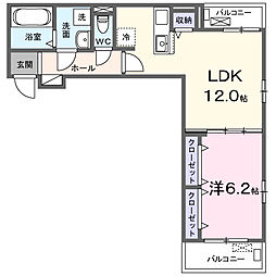 ポルトキアーロ 1LDKの間取図画像