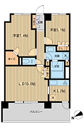 HF若林公園レジデンス 2LDKの間取図画像