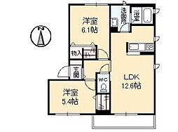 ラフィーヌB 2LDKの間取図画像
