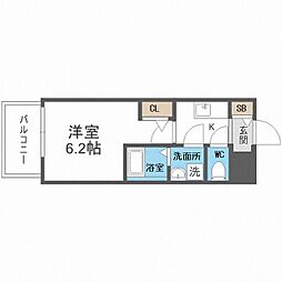 エスリードRESIDENCE大阪福島CITYWEST 1Kの間取図画像