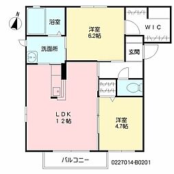 グリーンヒルズ兵庫B 2LDKの間取図画像