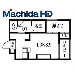富田林市若松町5丁目アパート 1LDKの間取図画像