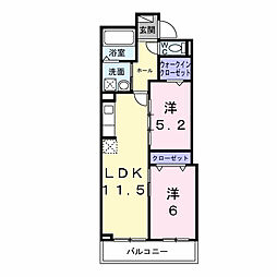 ヒカルサ大阪巽西 2LDKの間取図画像