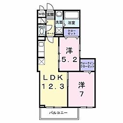 ヒカルサ大阪巽西 2LDKの間取図画像