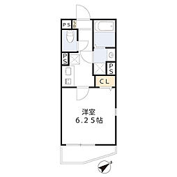 ハピネス元町 1Kの間取図画像