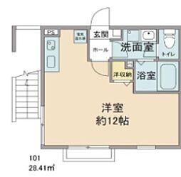 エルメゾンリーフ 1Kの間取図画像