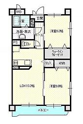 ハッピーフライト 2LDKの間取図画像