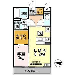 アンクレール 1LDKの間取図画像