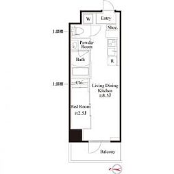 ハーモニーレジデンス東京武蔵関WESTSIDE 1LDKの間取図画像