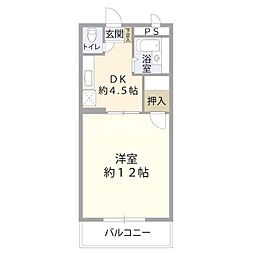 ビューパレス猪野 1Kの間取図画像