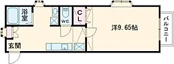 エルマーノ愛子中央壱番館 1Kの間取図画像