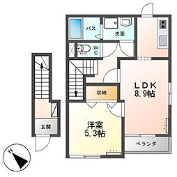 ヴィレッジコンフォート 1LDKの間取図画像