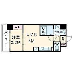 S-RESIDENCE難波西alter 1LDKの間取図画像