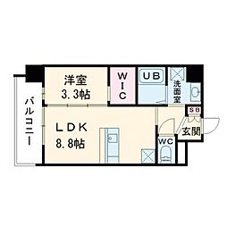 S-RESIDENCE難波西alter 1LDKの間取図画像