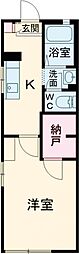ラフォーレ司2 1Kの間取図画像