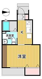 レセナ湊東1 1Kの間取図画像